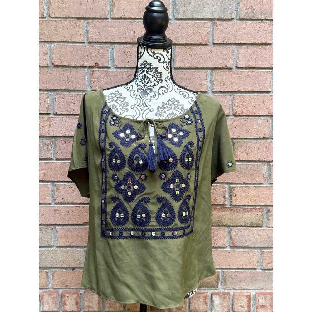 NWT $325 Tory Burch 100% Silk Embroidered Blouse Sz 4 Minor Flaws